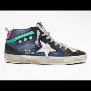 Mid star golden denim neon golden goose sneakers!!
